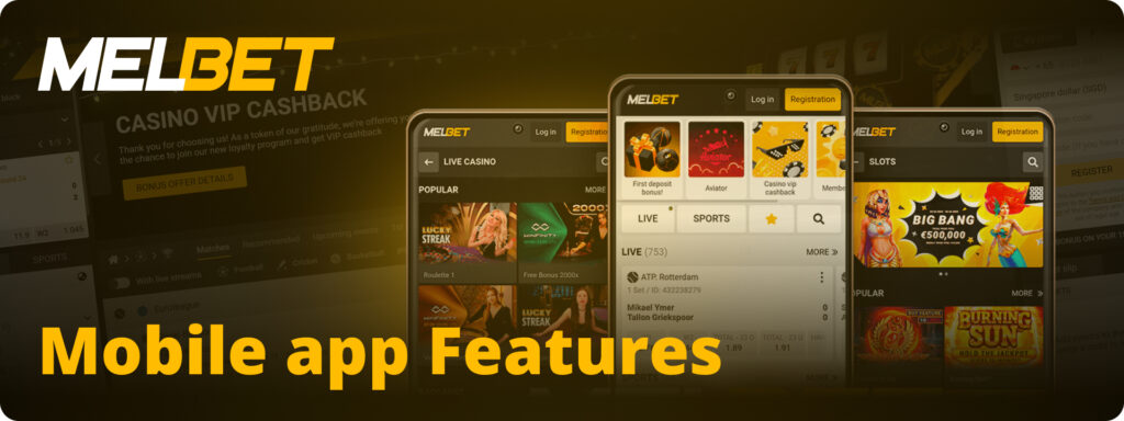 Melbet app interface and features